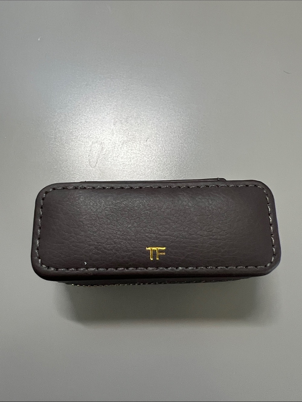 Tom Ford Dark Brown Lipstick Case with Gold TF Logo